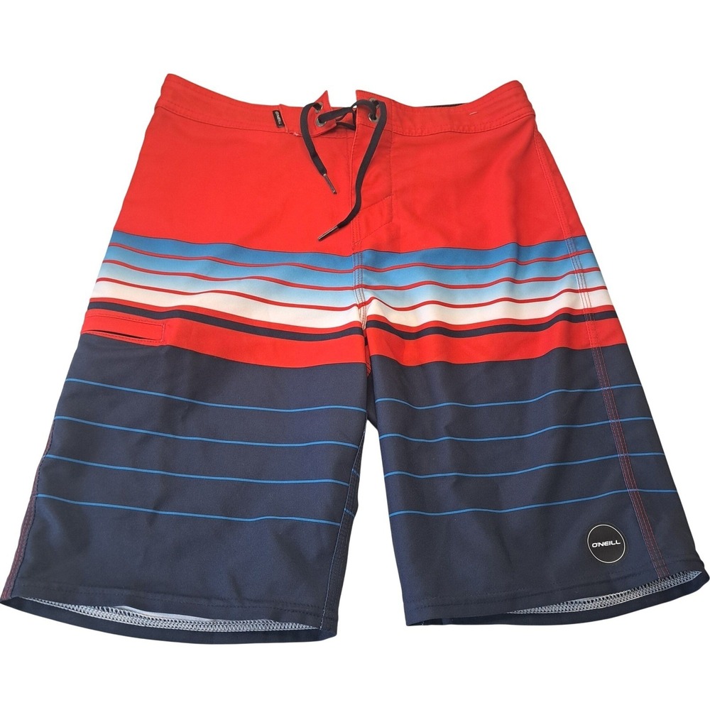 O'Neill Hyperfreak Board Shorts Mens 28 Red White Blue Striped SP2206007‎ Beach